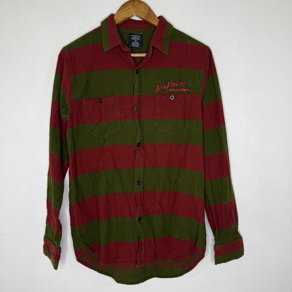 Nightmare on Elm Street Shirt Mens Medium Red Green Button Up Freddy Krueger - Picture 2 of 7